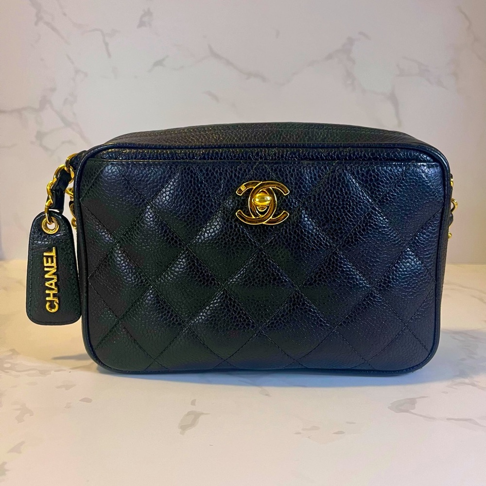SOLD Vintage Small Chanel Black Caviar Camera Bag